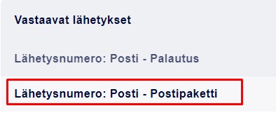 Postipaketin valinta